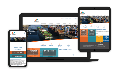 Website design on three different devices.