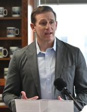 Northwest Seaport Alliance Co-chair Ryan Calkins speaks during a signing ceremony in Olympia for an interlocal agreement to develop an Inland Logistics Hub in southeastern Washington on Thursday, February 5, 2026. 